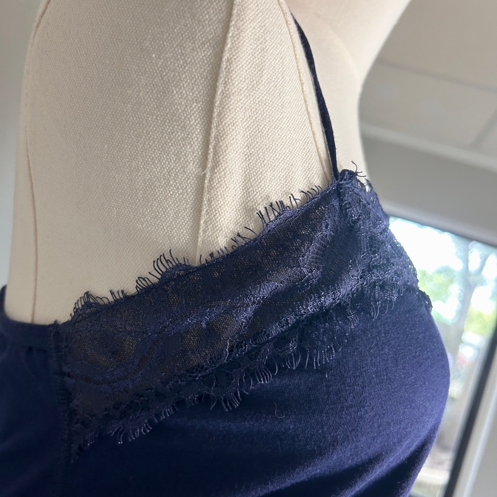 Y2K American Eagle Lace Trim Drop Waist Ruffle Cami Tank Top Coquette 2010s | M - Picture 7 of 10